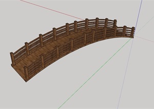 防腐木质详细为完整的园桥设计SU(草图大师)模型