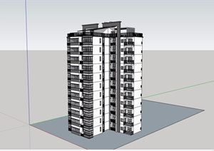 现代中式高层住宅小区楼SU(草图大师)模型