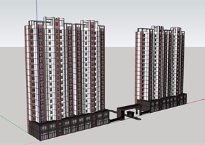 现代高层商铺住宅楼设计SU(草图大师)模型