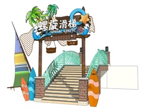 艺术铁艺景观桥主题公园小桥SU(草图大师)模型