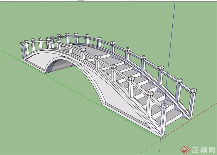 现代石桥拱桥设计su模型