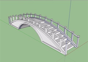 现代石桥拱桥设计SU(草图大师)模型