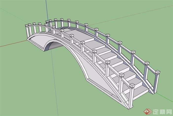 现代石桥拱桥设计su模型