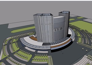 政府办公大厦建筑楼设计SU(草图大师)模型