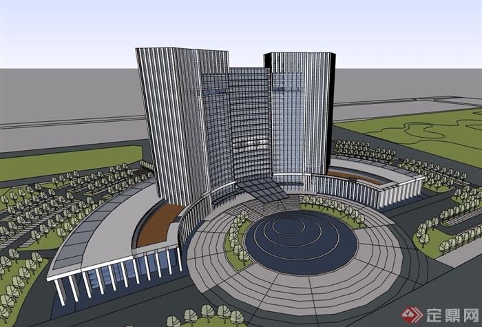 政府办公大厦建筑楼设计su模型