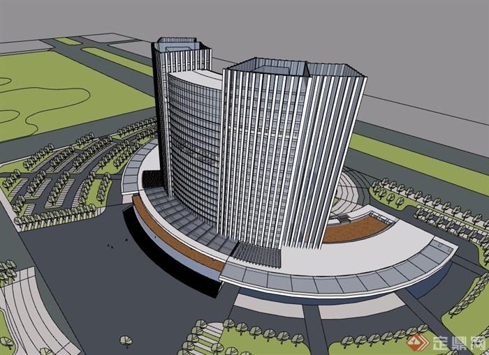 政府办公大厦建筑楼设计su模型