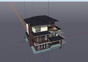 新古典三层小别墅建筑设计SU(草图大师)模型