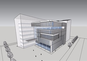 四大中心办公建筑楼设计SU(草图大师)模型