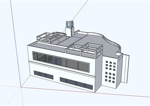 两层餐厅建筑楼SU(草图大师)模型
