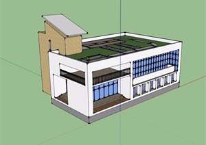 两层食堂建筑设计SU(草图大师)模型