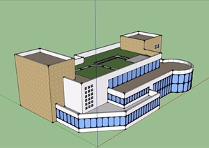 详细多层餐厅建筑SU(草图大师)模型