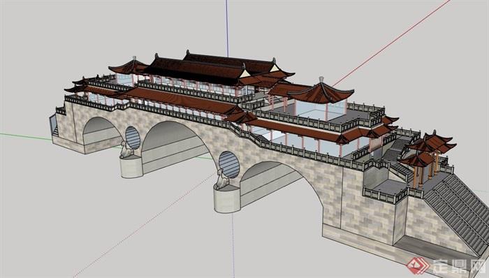 古典中式风格旅游区建筑设计su模型