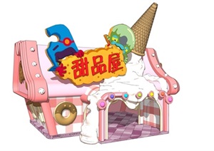 卡通甜品店礼品店卡通房子建筑SU(草图大师)模型