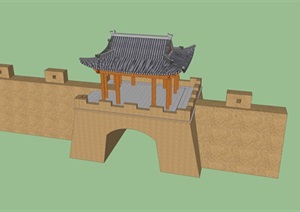 仿古城墙节点设计SU(草图大师)模型