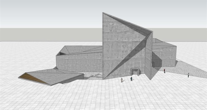 异形雕塑式几何切割形体创意小型教堂宗教建筑(1)