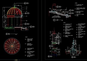 欧式圆顶亭子设计cad施工图