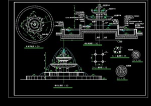 景观喷泉水钵cad施工图