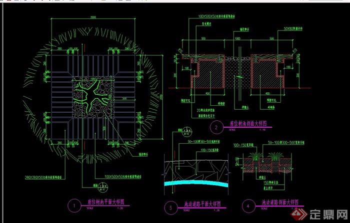详细的含坐凳树池设计cad施工图