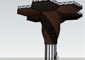 参数化钢木构筑物扭转六边形蜂巢景观亭