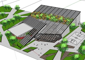 大型玻璃斜屋顶雕塑地景式城市规划展览博物文化馆螺旋坡道展览空间