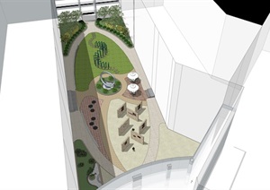 校园广场景观设计SU(草图大师)方案模型