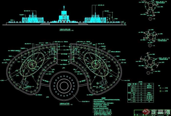 某花园小区喷泉景观cad施工详图