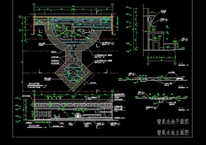 壁泉水池cad平立剖面图