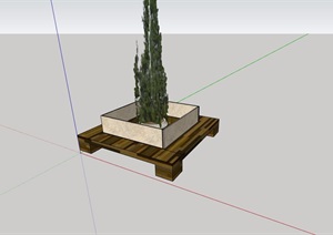 园林景观详细的种植池坐凳设计SU(草图大师)模型