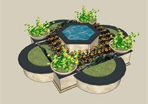 独特详细完整的种植花池设计SU(草图大师)模型