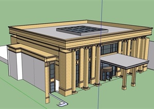 单层详细的售楼处建筑设计SU(草图大师)模型