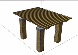 现代风格砖砌柱子廊架素材设计SU(草图大师)模型