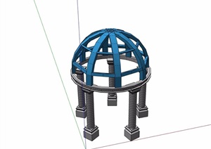 欧式风格圆形空架凉亭SU(草图大师)模型