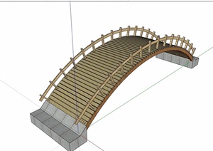 现代园林景观防腐木拱桥设计SU(草图大师)模型