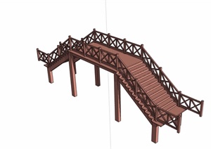 中式风格详细的过河桥素材设计SU(草图大师)模型