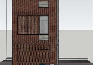 现代创意简约砖砌镂空表皮生态绿化表皮丰富通高空间住宅别墅剖面模型