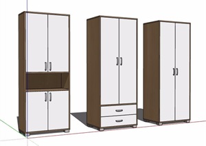 三款现代风格衣柜储物柜素材SU(草图大师)模型