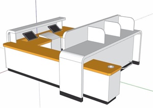 现代风格办公桌办公台SU(草图大师)模型