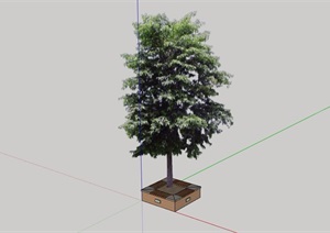 现代方形详细的种植树池设计SU(草图大师)模型