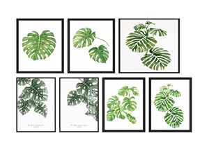 现代植物叶子装饰画SU(草图大师)模型