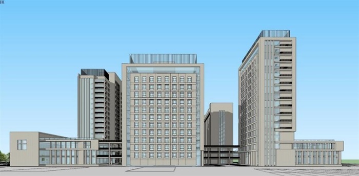 现代大型简约白色综合医院疗养院规划设计(1)