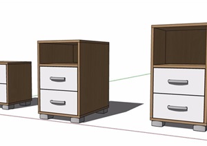 三款现代风格床头柜素材SU(草图大师)模型