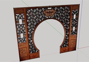 古典中式风格隔断门设计SU(草图大师)模型