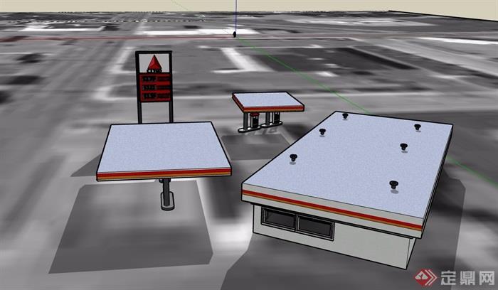 某码头加油站建筑设计su模型