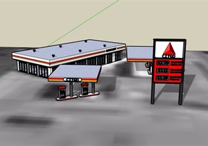 某码头加油站建筑设计SU(草图大师)模型