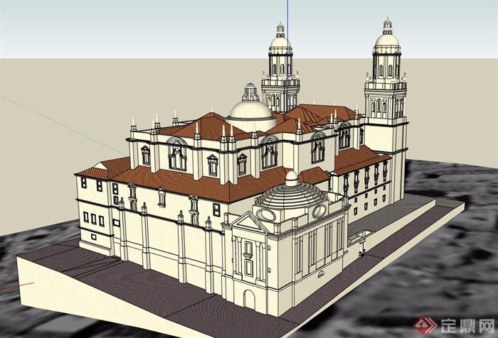 某欧洲大教堂建筑设计su模型