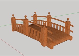 详细完整的木质木桥素材SU(草图大师)模型