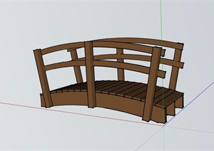 园林景观详细的栏杆木桥SU(草图大师)模型