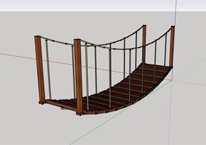 详细的吊桥木桥设计SU(草图大师)模型