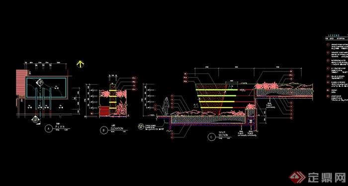 详细的花池挡墙设计cad施工图