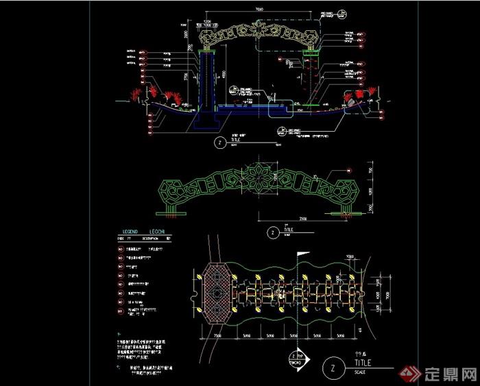 园林景观独特大门cad施工图